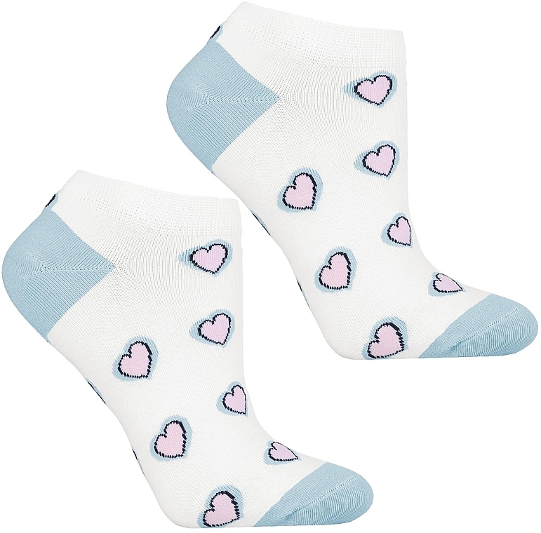 Women Short Socks CSD240-086, white with hearts - Moraj — photo N1