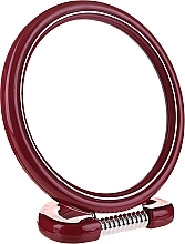 Double-Sided Round Mirror on Stand, crimson, 15cm - Donegal Mirror — photo N1