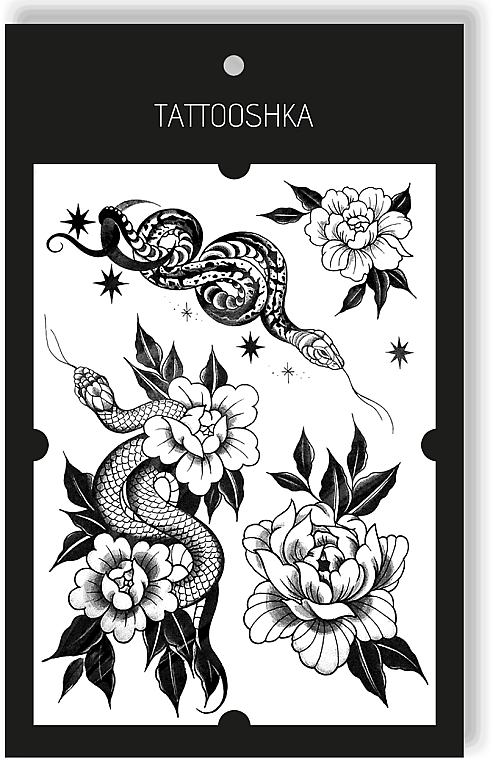 Temporary Tattoo "Snakes in Flowers" - Tattooshka — photo N3