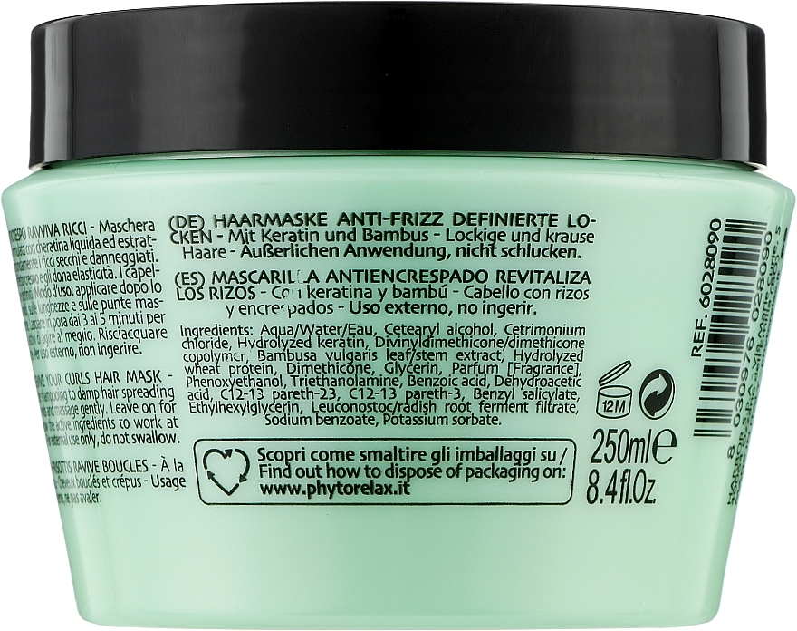 Curly Hair Mask - Phytorelax Laboratories Keratin Curly Anti-Frizz Revive Your Curls Hair Mask — photo N2