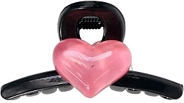 Claw Clip, black with pink heart - Lolita Accessories — photo N1