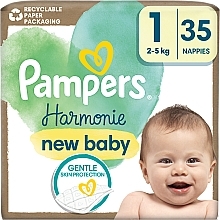 Harmonie New Baby Diapers, size 1, 2-5 kg, 35 pcs. - Pampers — photo N1