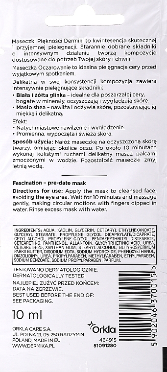 Quick Acting Soothing Mask for All Types of Skin - Dermika Charm Pre-Date Mask — photo N2