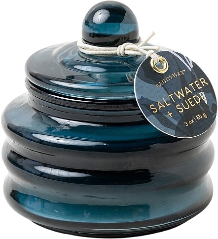 Scented Candle “Salt Water & Suede' - Paddywax Beam Glass Candle Navy Saltwater & Suede — photo N3