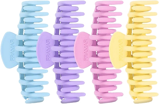 Claw Clips, 4 pcs - Framar Claw Clips Pastel — photo N1