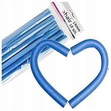 Flexible Curlers, length 18 cm, d14 mm, blue, 10 pcs - Xhair — photo N1