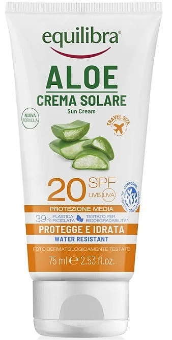 Aloe Vera Sunscreen - Equilibra Aloe Sun Cream SPF20 — photo N2