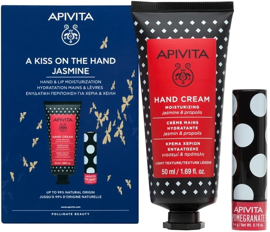 Set - Apivita A Kiss On The Hand Jasmine (hand/cr/50ml + lip/balm/4.4g) — photo N1