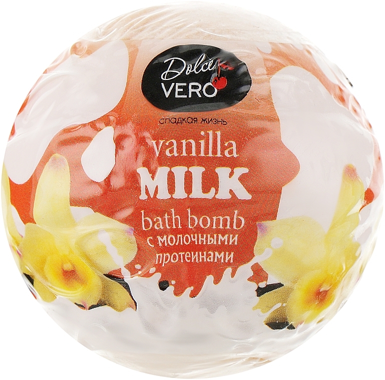 Milk Protein Bath Bomb "Vanilla Milk", orange - Dolce Vero — photo N1