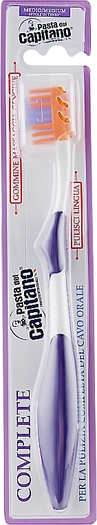 Toothbrush, medium, purple - Pasta Del Capitano Toothbrush Complete Medium — photo N1