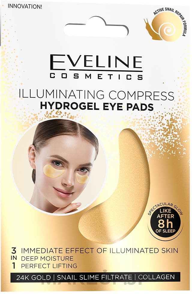 Illuminating Eye Pads - Eveline Cosmetics 24K Gold Illuminating Compress Hydrogel Eye Pads — photo 2 pcs.