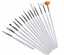 Nail Art Brush Set, 15, pcs, white - Deni Carte — photo N2