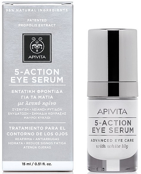 White Lily Eye Serum - Apivita 5-Action Eye Serum Advanced Eye Care With White Lily — photo N3