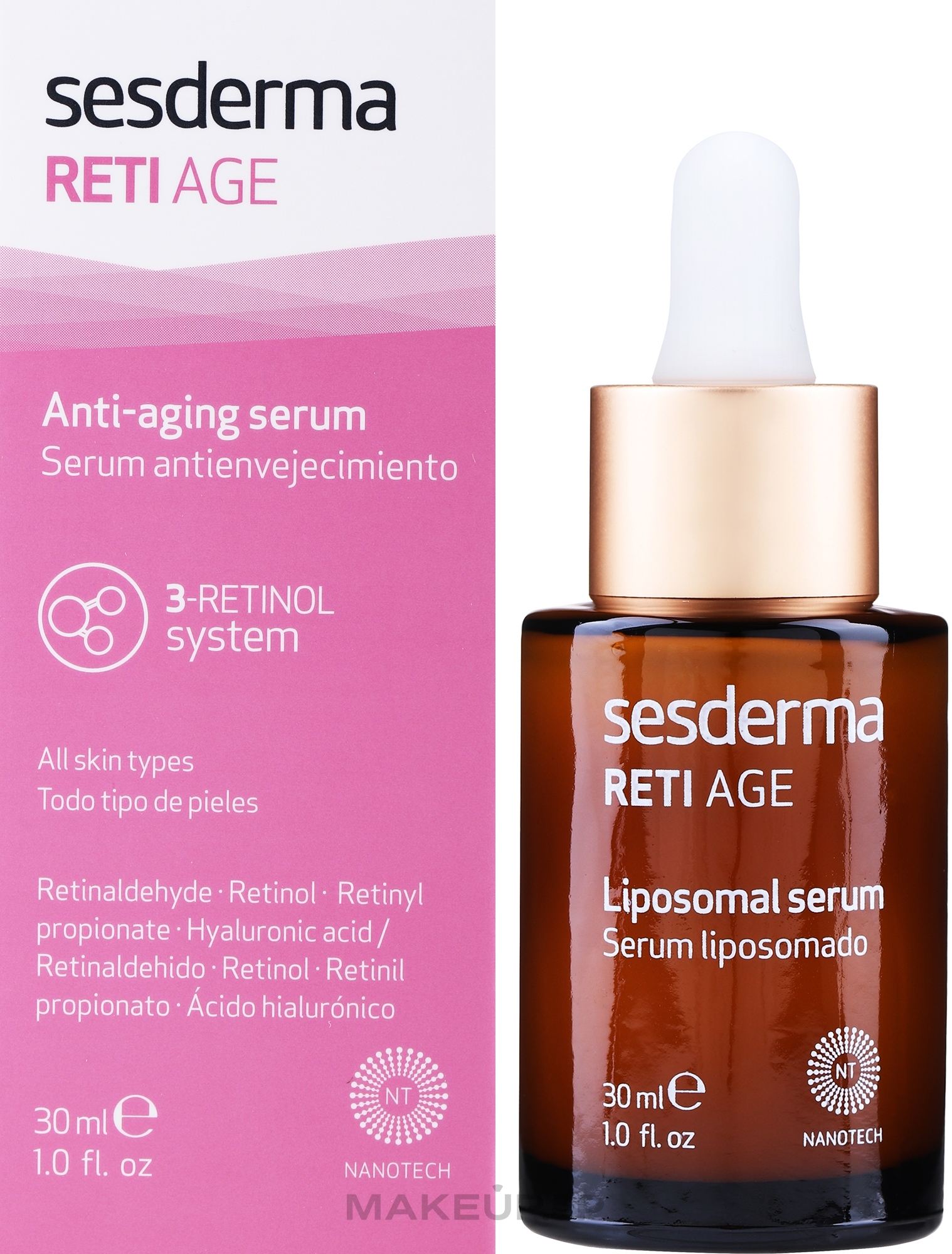 Anti-Aging Face Serum with 3 Types of Retinol - SesDerma Laboratories Reti Age Facial Antiaging Serum 3-Retinol System — photo 30 ml