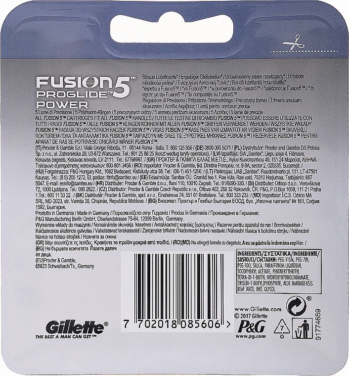 Shaving Razor Refills, 8 pcs. - Gillette Fusion ProGlide Power — photo N2