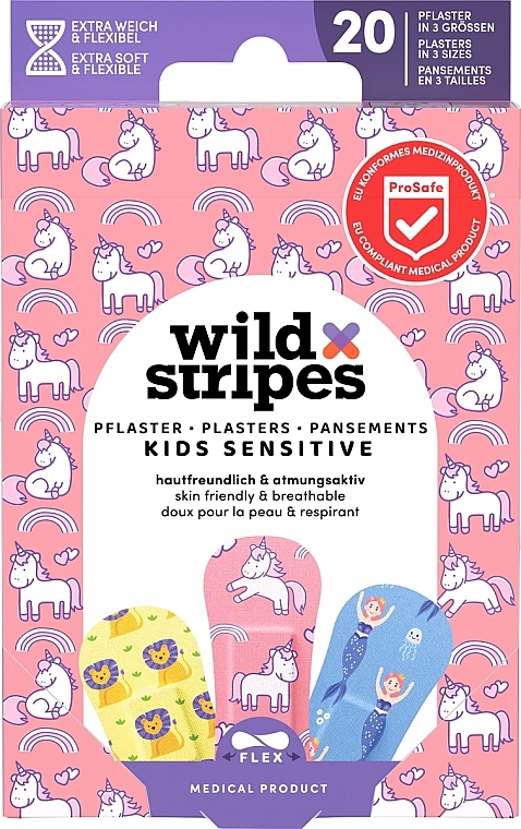A set of plasters for children, 20 pcs. - Wild Stripes Plasters Kids Sensitive Fantasy — photo N1
