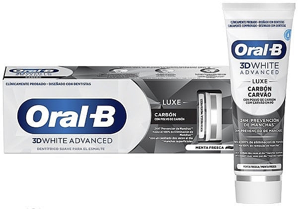 チャコール 歯磨き粉 - Oral-B 3D White Advanced Luxe Charcoal Toothpaste — photo N1