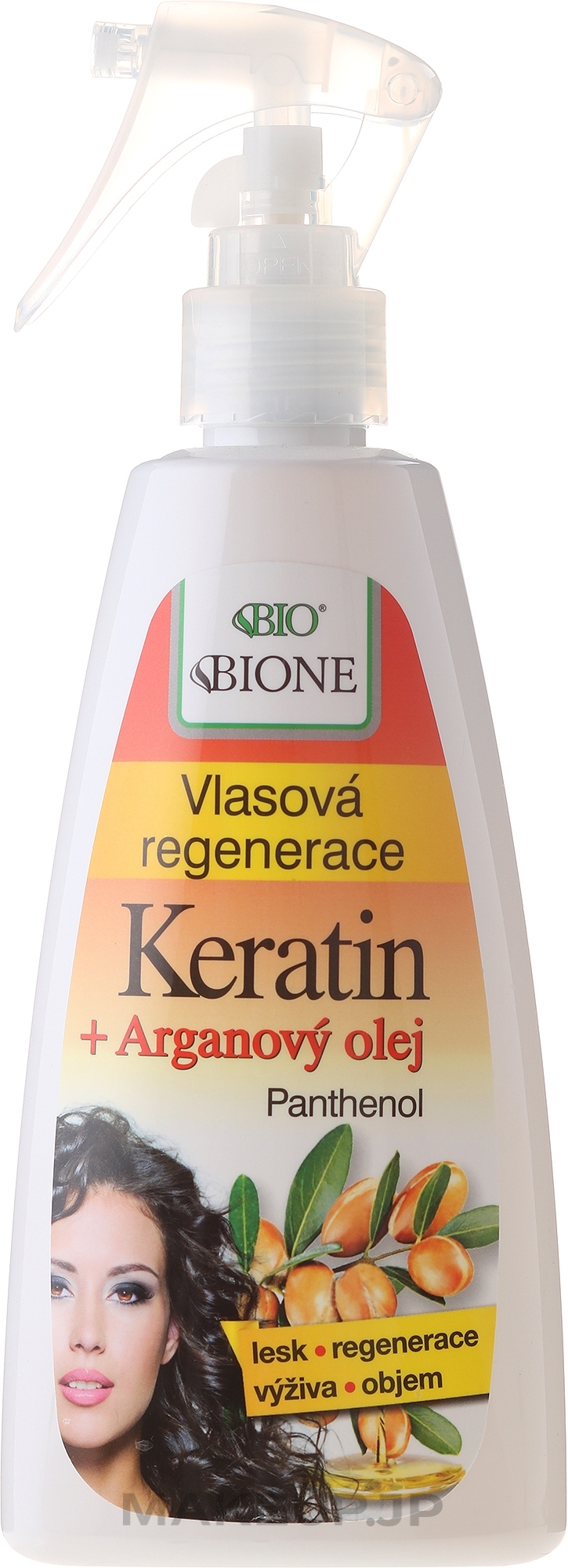 Regenerating Hair Spray - Bione Cosmetics Keratin + Argan Oil Hair Regeneration With Panthenol — photo 260 ml