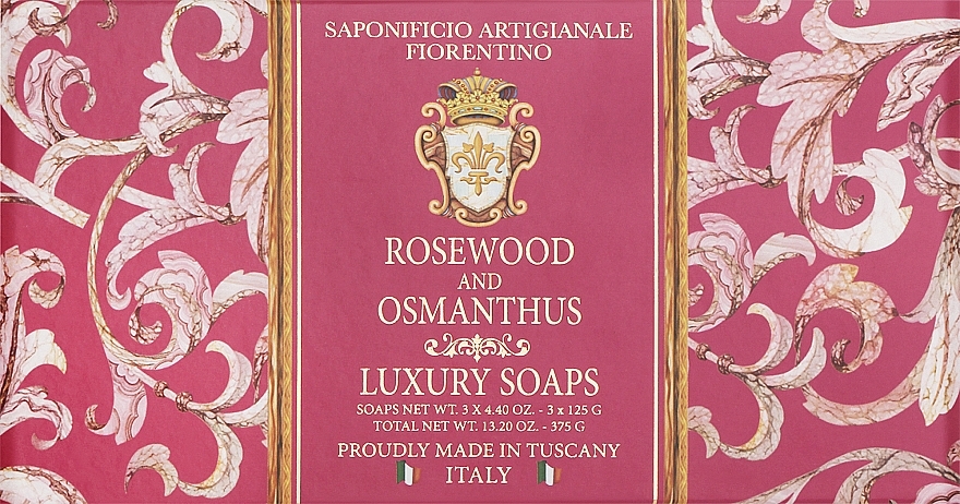 Natural Soap Set "Rosewood & Osmanthus" - Saponificio Artigianale Fiorentino Rosewood And Osmatus (soap/3x125g) — photo N1