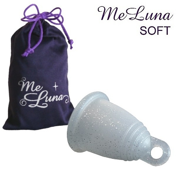 Menstrual Cup with Ring, M size, shimmering - MeLuna Soft Menstrual Cup Ring — photo N1