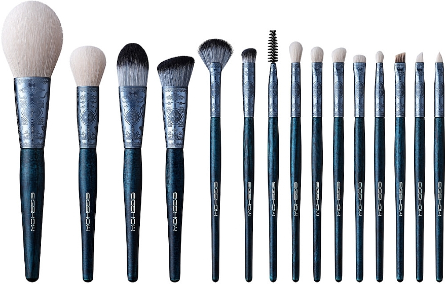Makeup Brush Set, blue, 15 pcs - Eigshow Flying Apsaras Ice Blue — photo N1