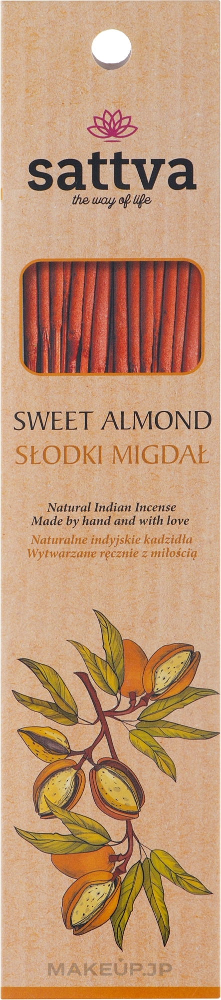 Sweet Almond Incense Sticks - Sattva Sweet Almond — photo 15 szt.