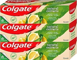 Set - Colgate Natural Extracts Ultimate Fresh Clean Lemon & Aloe Trio (toothpaste/3x75ml) — photo N1