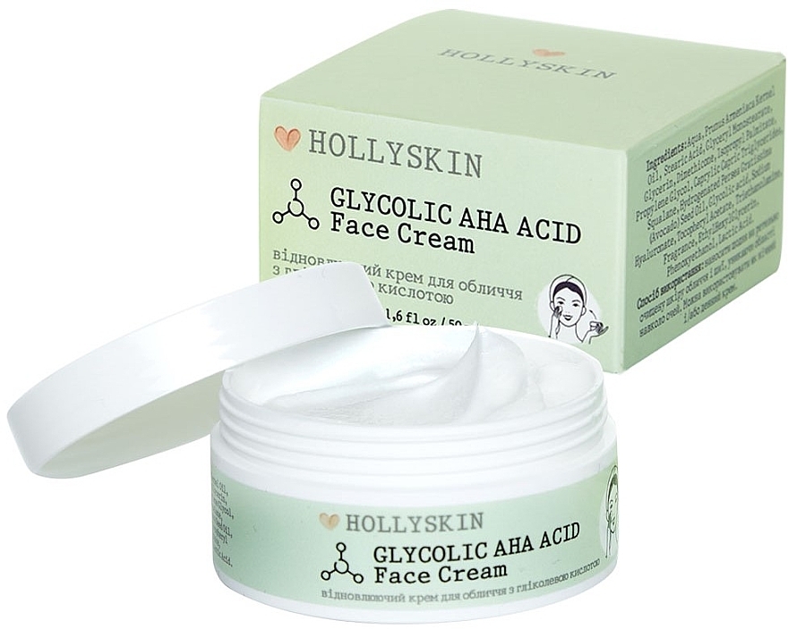 Repairing Face Cream with Glycolic Acid - Hollyskin Glycolic AHA Acid Face Cream — photo N7