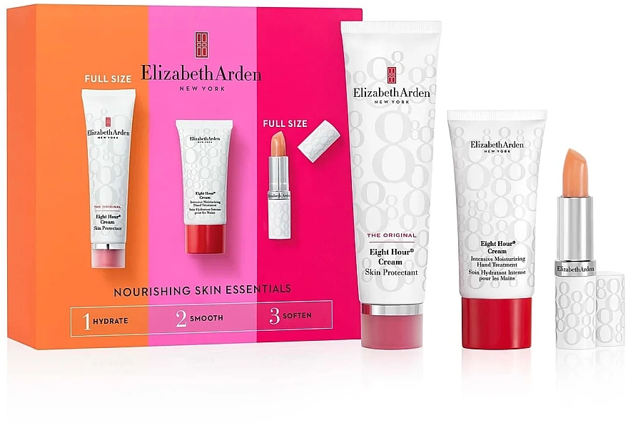 Set - Elizabeth Arden Eight Hour Nourishing Skin Essentials (b/cr/50ml + h/cr/30ml + lip/balm/3,7g) — photo N1