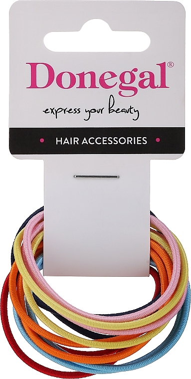 Thin Hair Ties, FA-9904, multicolor 2, 12 pcs - Donegal — photo N1