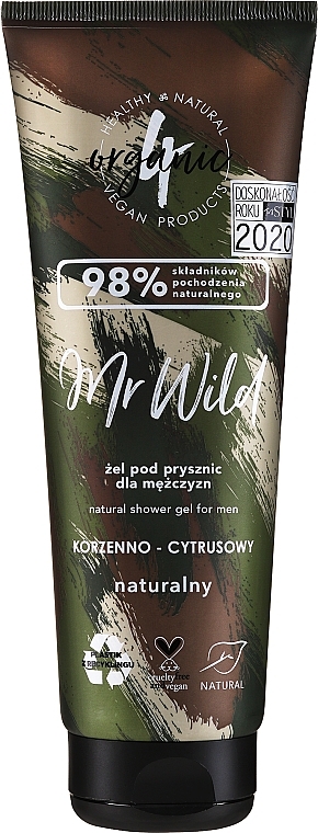 Men Natural Shower Gel with a Spicy-Citrus Aroma - 4Organic Mr Wild — photo N4