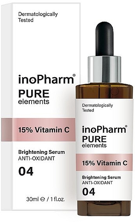 Face Serum with 15% Vitamin C - InoPharm Pure Elements 15% Vitamin C Brightening Serum — photo N1