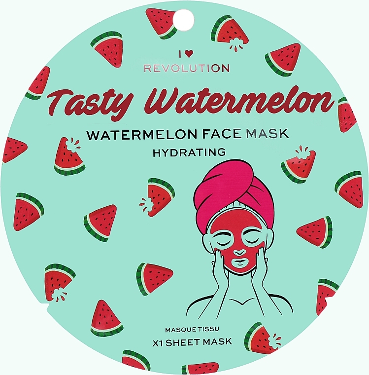 Moisturizing Sheet Mask - I Heart Revolution Watermelon Hydrating Printed Sheet Mask — photo N1