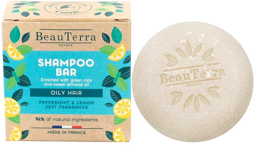 Mint & Lemon Solid Shampoo - BeauTerra Solid Shampoo For Oily Hair — photo N8