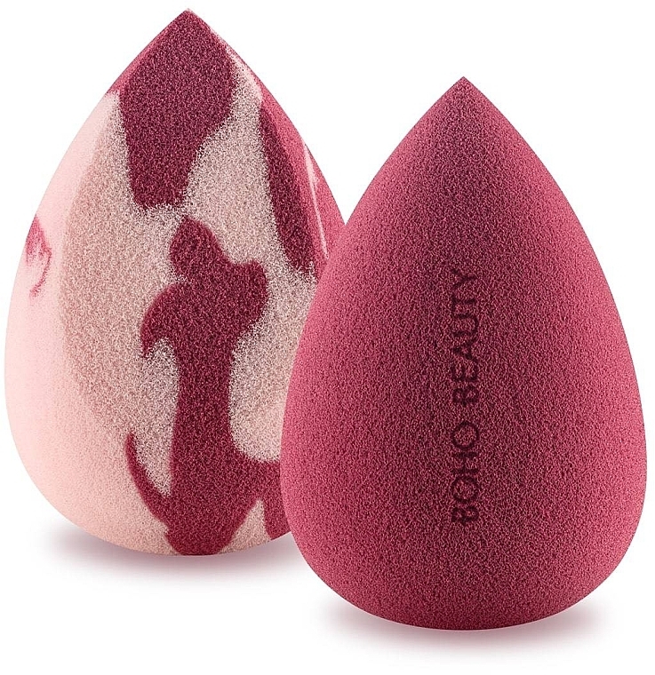 Sponge Set, berry/medium slanted pink-berry - Boho Beauty Bohoblender Berry Regular + Pinky Berry Medium Cut — photo N1