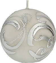 Fragrances, Perfumes, Cosmetics Decorative Candle, ball, gray with ornament, 8 cm - Artman Christmas Ornament