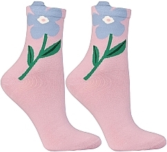 Fragrances, Perfumes, Cosmetics Women Socks with Flower CSL200-923, pink - Moraj