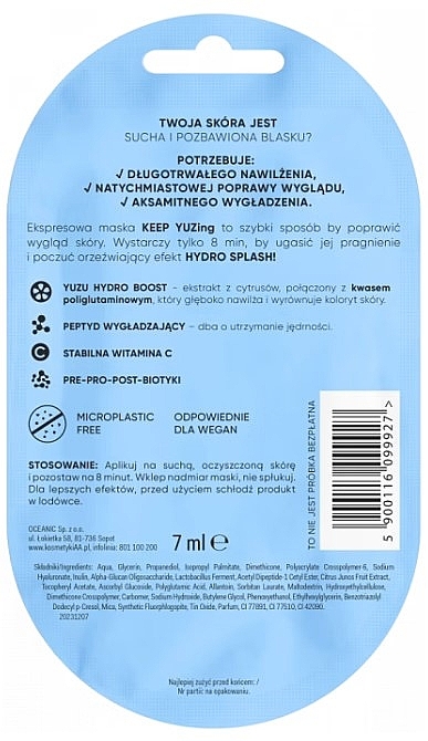 Hydrating & Brightening Express Face Mask - AA Cosmetics KEEP YUZing — photo N2