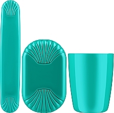 Fragrances, Perfumes, Cosmetics Tourist Set, green - Sanel Comfort II (cup1/pcs + toothbr/case/1pcs + soap/case/1pcs)