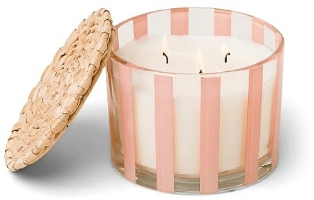 Scented Candle in Glass, 3 wicks - Paddywax Al Fresco Striped Glass Candle Pepper & Plum — photo N1