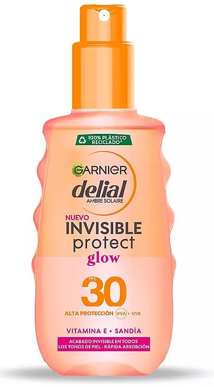 Sunscreen Spray - Garnier Delial Ambre Solaire Invisible Protect Glow SPF30 Spray — photo N1