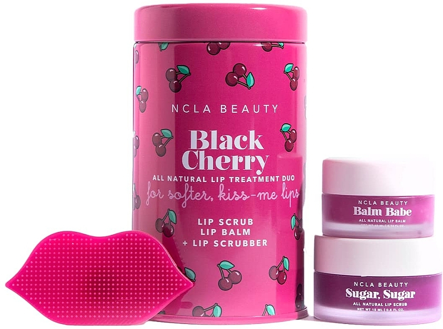 Set 'Black Cherry' - NCLA Beauty Black Cherry (l/balm/10ml + l/scrub/15ml + scrubber) — photo N2