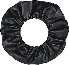 Hair Scrunchie Eco-Leather, black "Faux Leather Classic" - MAKEUP Hair Accessories — photo N2