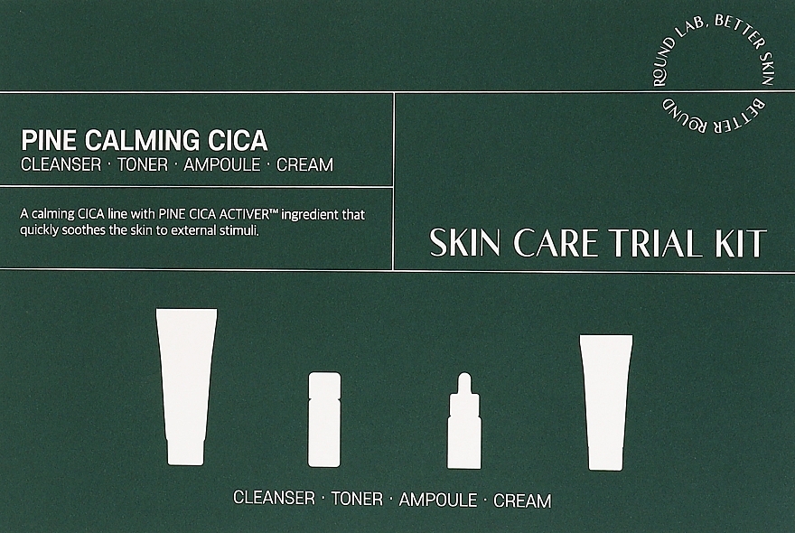 Pine Needle Extract Kit - Round Lab Pine Calming Cica Trial Kit (foam/30ml + toner/20ml + serum/10ml + cr/20ml) — photo N1