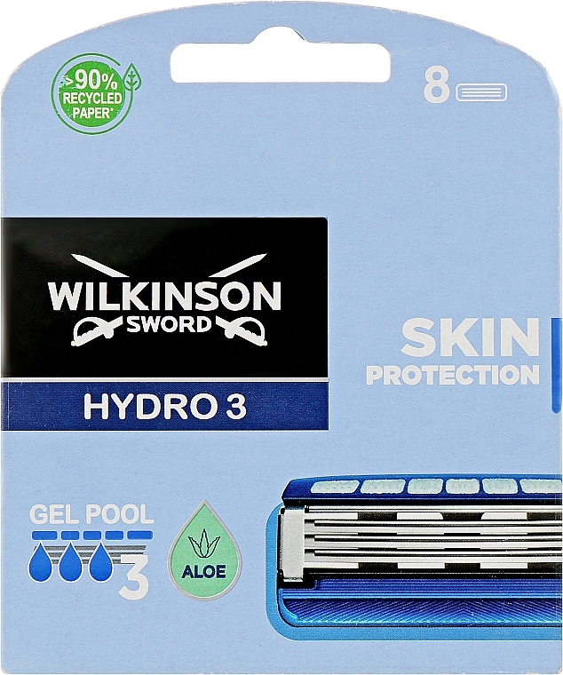 Blade Refill Set "Hydro 3", 8 pcs - Wilkinson Sword Hydro 3 Skin Protection Aloe — photo N1