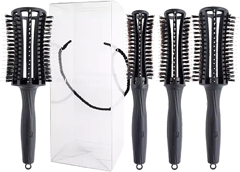 Hair Brush Set, 4 pieces - Olivia Garden Fingerbrush Round Bag — photo N2