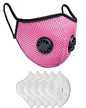 Fragrances, Perfumes, Cosmetics Set: Reusable Respirator Mask with 2 Valves & 5 Protective Filters, pink - XoKo