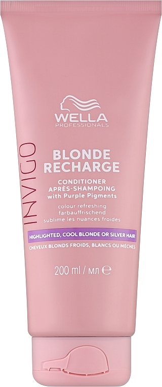 Conditioner for Highlighted & Cold Blonde Hair - Wella Professionals Invigo Blonde Recharge Color Refreshing Highlighted, Cool Blonde or Silver Hair Conditioner — photo N1
