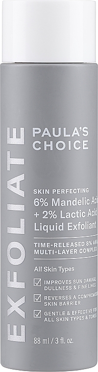 6% Mandelic + 2% Lactic Acid Liquid Exfoliant - Paula's Choice Skin Perfecting 6% Mandelic + 2% Lactic Acid AHA Liquid Exfoliant — photo N1