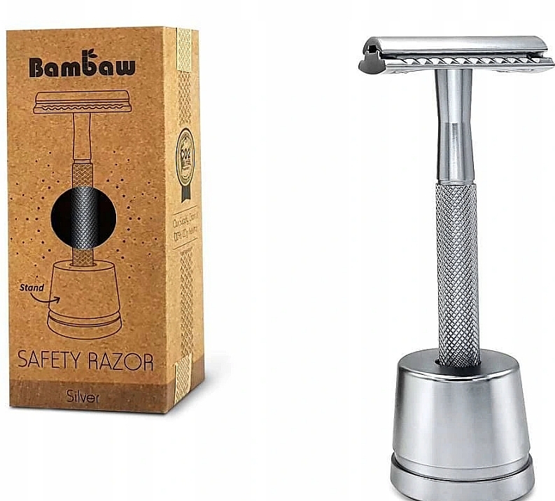 Safety Razor on Stand, silver - Bambaw — photo N2